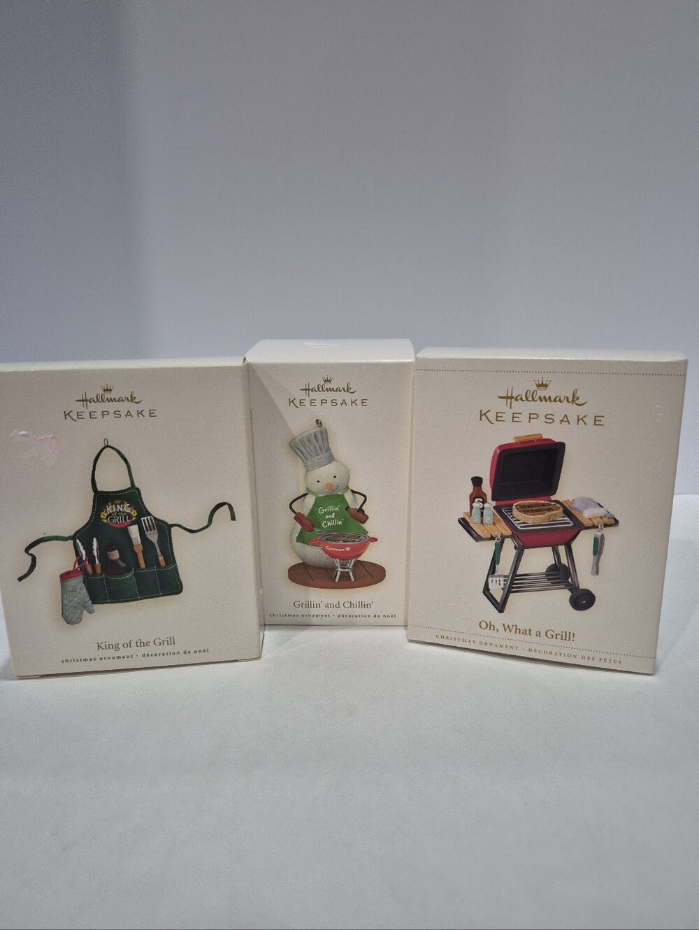 Vintage Dad Grandpa Grill Christmas Ornaments Hallmark Keepsake Lot